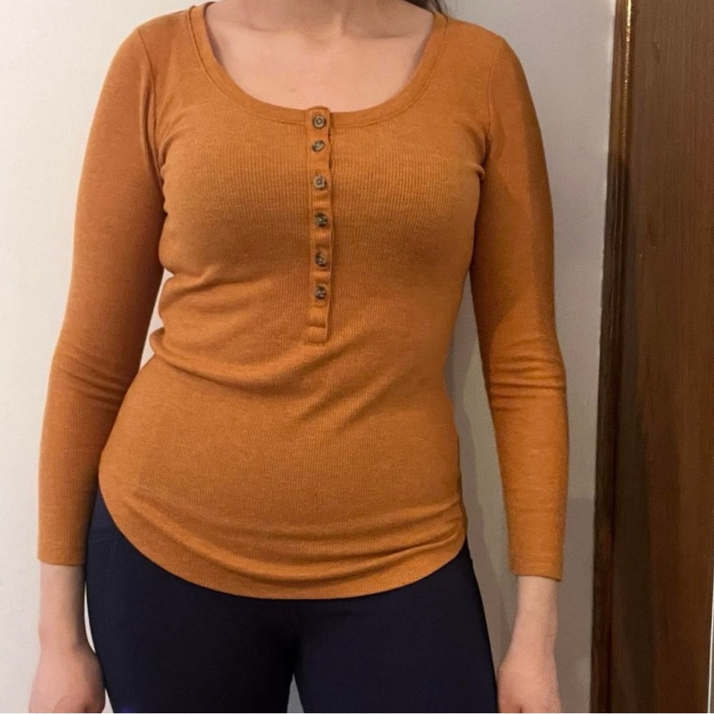 Mustard yellow Henley top - long sleeve